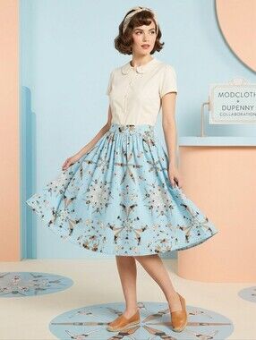 Modcloth x Dupenny Charming Bathing Beauties Synchronized Swimmers a-line skirt